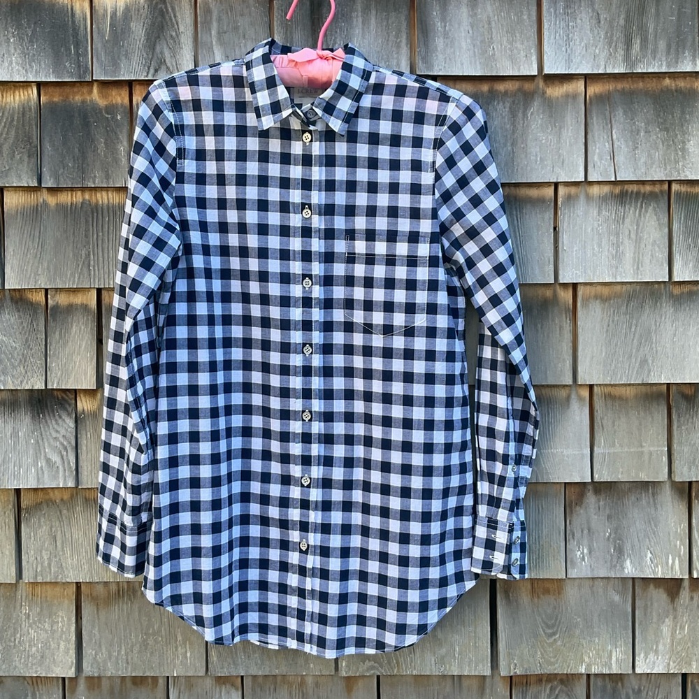 J. Crew Navy and White Plaid Men's Shirt